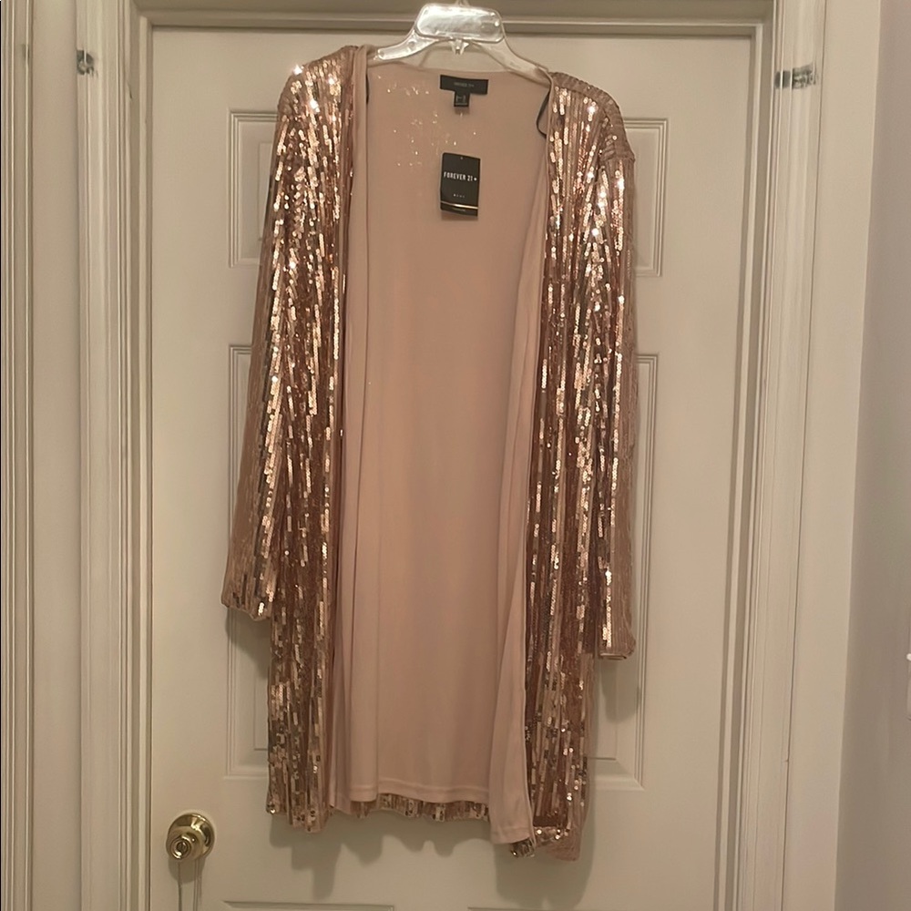 Rose Gold Sequin Cardigan.